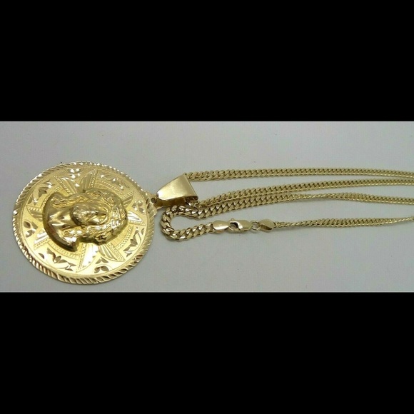 14K Gold Cuban link chain with Jesus Pendant NICE! - Picture 12 of 12